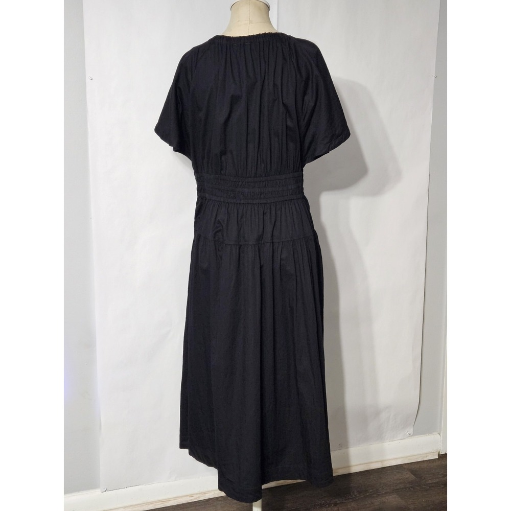 Free Assembly Black Cotton Flutter Sleeve Smocked Waist Dress Size Large 12-14 - Picture 5 of 13